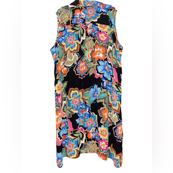 “Spense” hi-low tropical floral dress/tunic/cover-up will fit many sizes up 2 3X - Picture 3 of 9